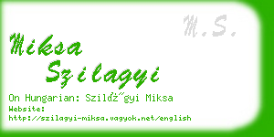 miksa szilagyi business card